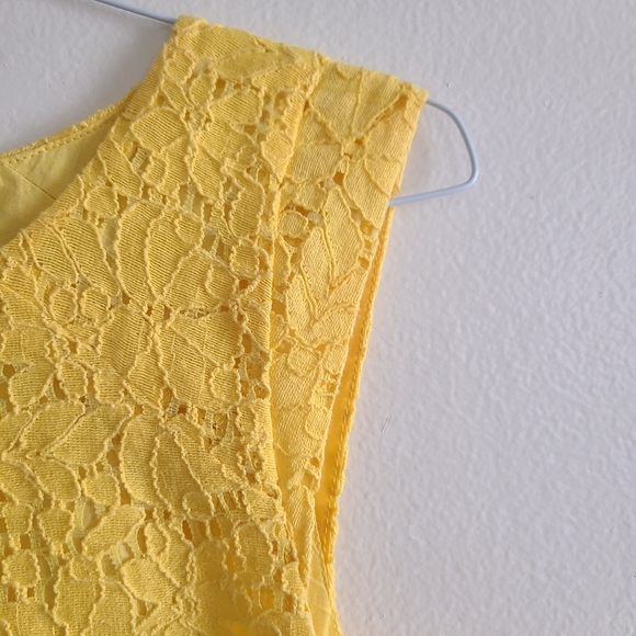 J.Crew Yellow Floral Lace Dress Size 6 - Picture 11 of 11